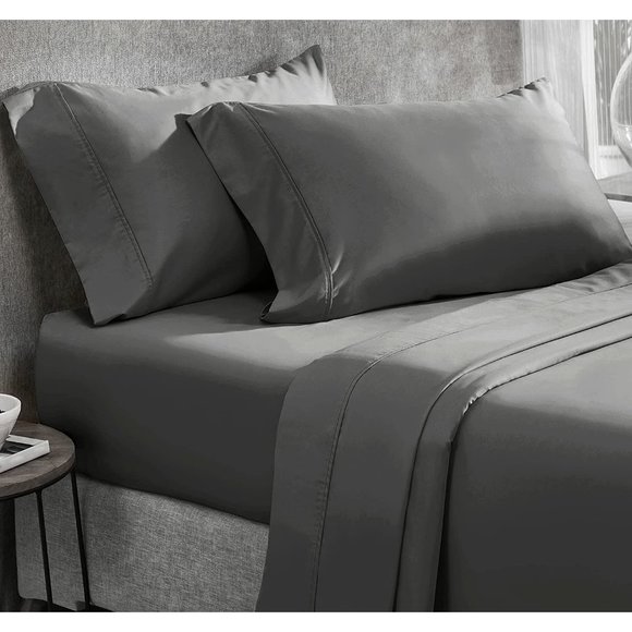 100% Cotton Sheets 4 Pc, Luxury Sheets & Pillowcases, Breathable Bedding - Picture 1 of 4